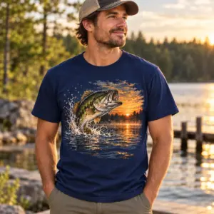Largemouth Dawn Patrol T-Shirt — lifestyle — AI design mockup