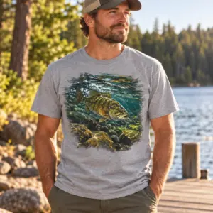 Smallmouth River Run T-Shirt — lifestyle — AI design mockup