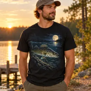 Walleye Night Shift T-Shirt — lifestyle — AI design mockup