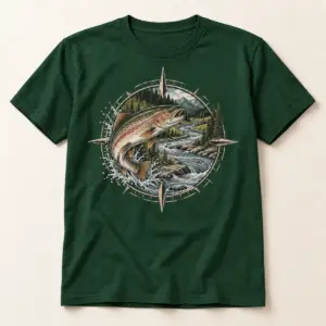 Trout Water Compass T-Shirt — main — AI design mockup