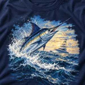 Offshore Bluewater Crew T-Shirt — detail — AI design mockup