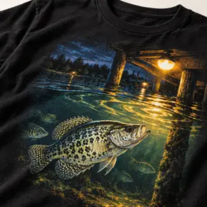 Crappie Dock Lights T-Shirt — detail — AI design mockup