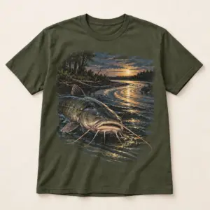 Catfish River Bend T-Shirt — main — AI design mockup