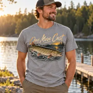 Musky One More Cast T-Shirt — lifestyle — AI design mockup