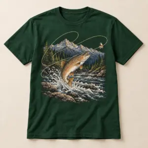 Fly Line Mountain Trout T-Shirt — main — AI design mockup