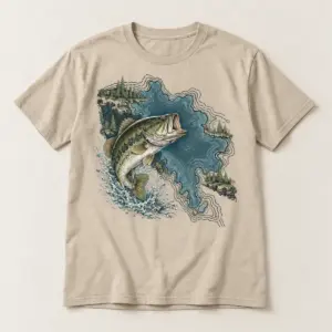 Lake Map Bass Camp T-Shirt — main — AI design mockup