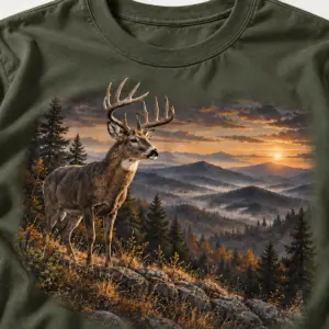 Whitetail Ridge Watch T-Shirt — detail — AI design mockup