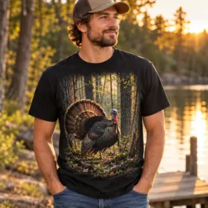 Turkey Timber Calling T-Shirt — lifestyle — AI design mockup