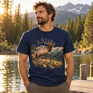 Elk Country Echo T-Shirt — lifestyle — AI design mockup