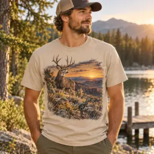 Mule Deer High Desert T-Shirt — lifestyle — AI design mockup