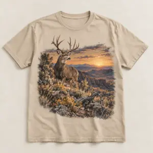 Mule Deer High Desert T-Shirt — main — AI design mockup
