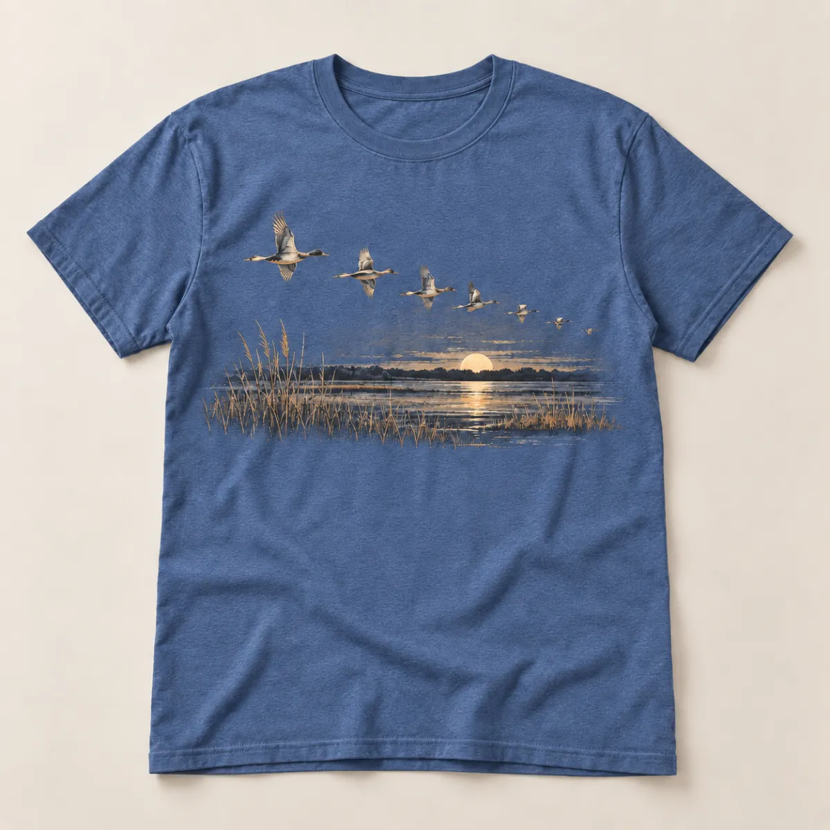 Waterfowl Migration Line T-Shirt — main — AI design mockup