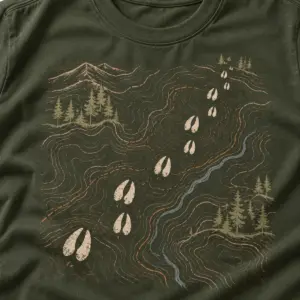 Deer Tracks Backcountry T-Shirt — detail — AI design mockup