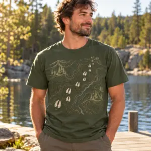 Deer Tracks Backcountry T-Shirt — lifestyle — AI design mockup