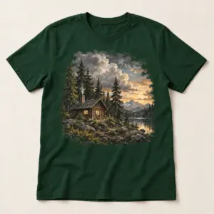 Cabin Weather T-Shirt — main — AI design mockup