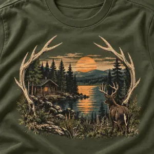 Custom Hunting Camp Year T-Shirt — detail — AI design mockup