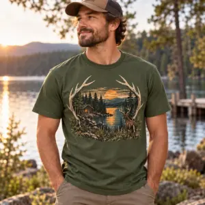 Custom Hunting Camp Year T-Shirt — lifestyle — AI design mockup