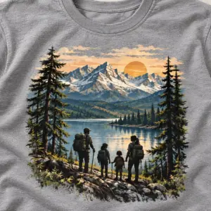 Custom Family Outdoor Trip T-Shirt — detail — AI design mockup
