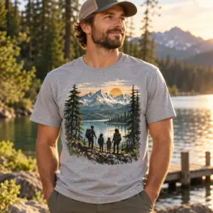 Custom Family Outdoor Trip T-Shirt — lifestyle — AI design mockup